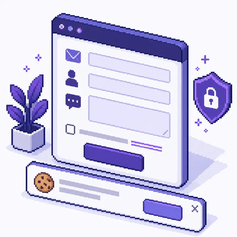 Форма заявки с неотмеченным чекбоксом согласия и баннер о cookie внизу экрана