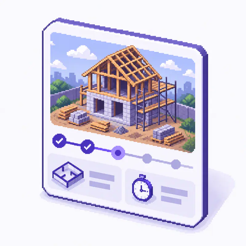 Карточка объекта в портфолио строительной компании: фото дома и этапы стройки